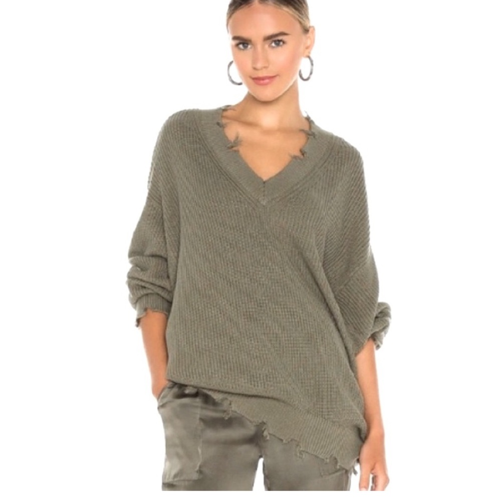 YFB very oversized olive Green V-Neck Sweater